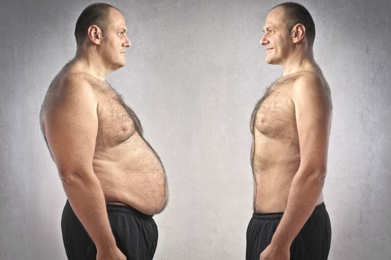 Photo of a man before and after losing weight